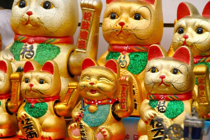 Maskottchen Katzen in Gold