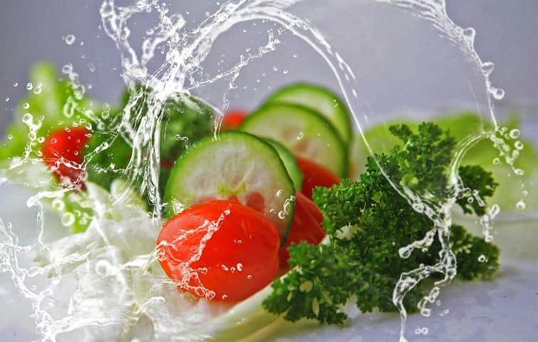 Frisches Gemüse: Tomaten, Gurken, Eisbergsalat